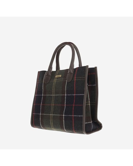 Barbour Black Tote Bag Barrhill Wool-Mix Checked Polyester Handbags