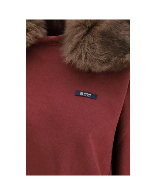 Prada Red Bordeaux Cotton Sweatshirt
