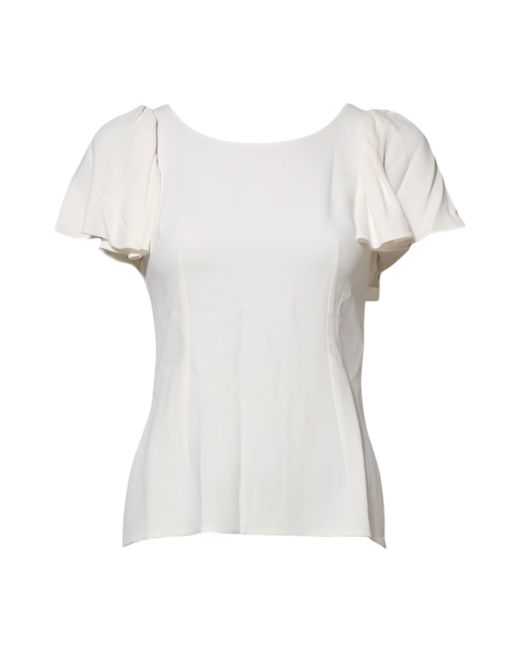 Dolce & Gabbana White Flutter Sleeve Top