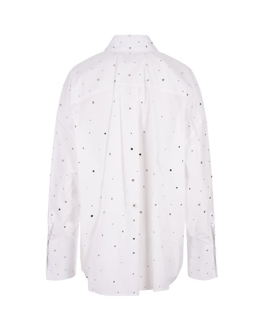 GIUSEPPE DI MORABITO White Over Fit Shirt With All-Over Stass