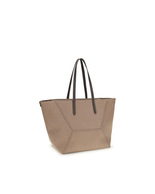 Brunello Cucinelli Brown Beige Cotton Shoulder Bag for men