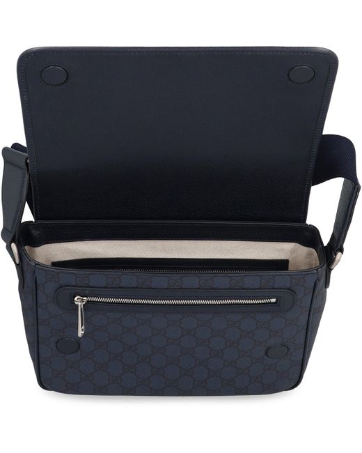Gucci Blue Gg Supreme Foldover Top Messenger Bag
