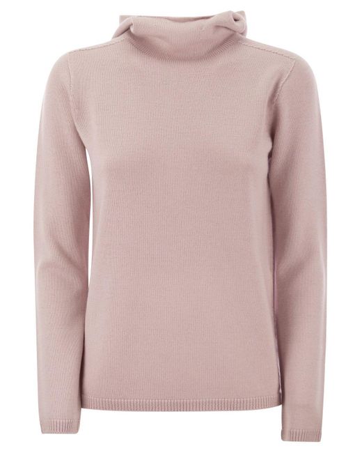 Max Mara The Cube Pink Turtleneck Knitted Hoodie