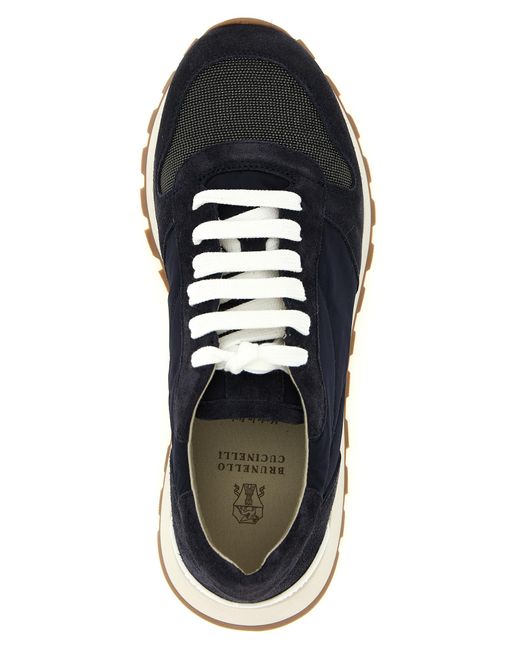 Brunello Cucinelli Blue Polyester Athletic Sneakers