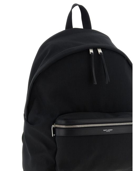 Saint Laurent Black Polyamide Backpack for men