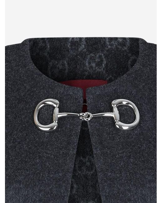 Gucci Black Cape Reversible Wool-Blend Capes