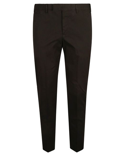 PT Torino Black Slim Fit Plain Trousers for men