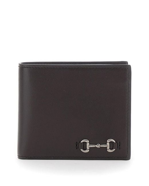 Gucci Black Bi-Fold Wallet With Horsebit Leather Calf for men