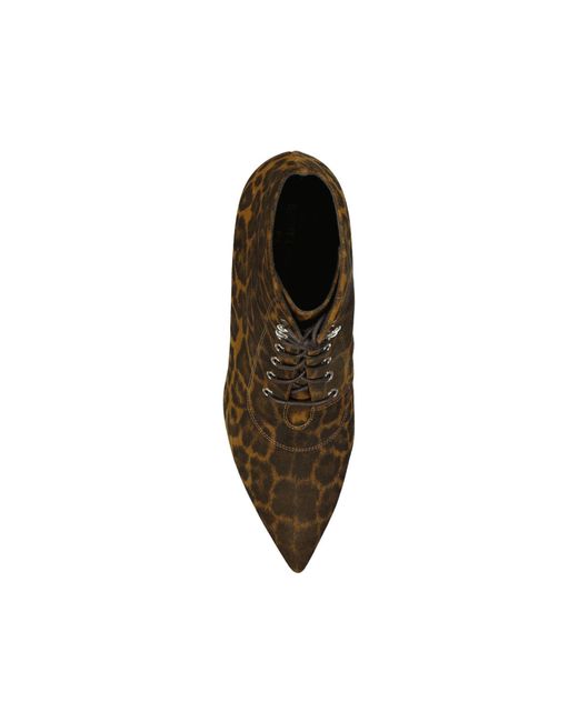 Saint Laurent Brown Kiki Lace Up Leopard Print Ankle Boots