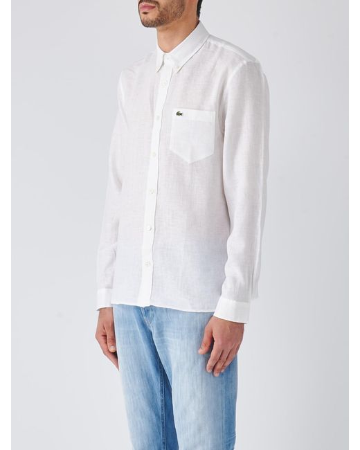 Lacoste White Camicia M/L Shirt for men