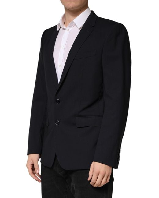 Dolce & Gabbana Black Wool Single Breasted 2 Button Blazer Virgin Elastane Clothing for men
