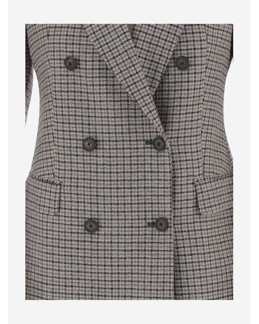Tagliatore Gray Jacket Wool-Blend Double-Breasted