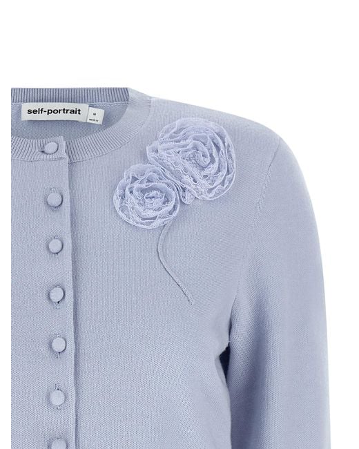 Self-Portrait Blue Polyester Cardigan Clothing