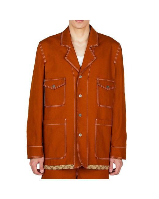 Gucci Brown Reversible Logo-jacquard Cotton-blend Twill Jacket for men