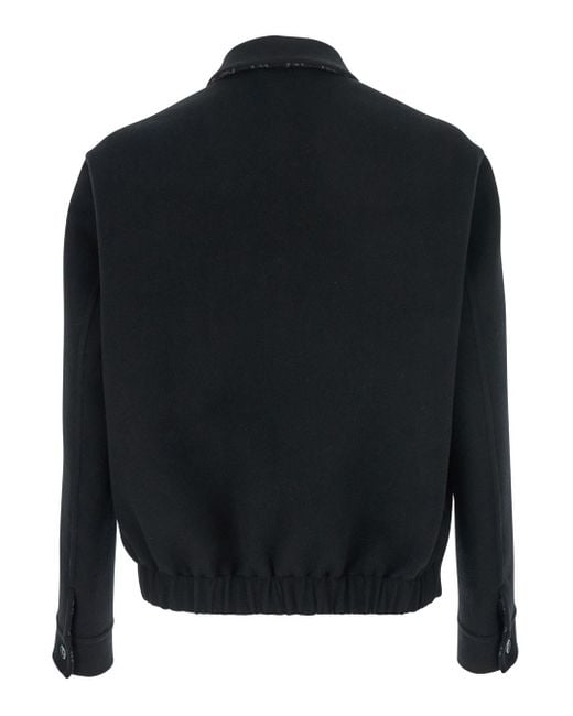 Gucci Black Jacket With Classic Collar And Front Zip Closure for men