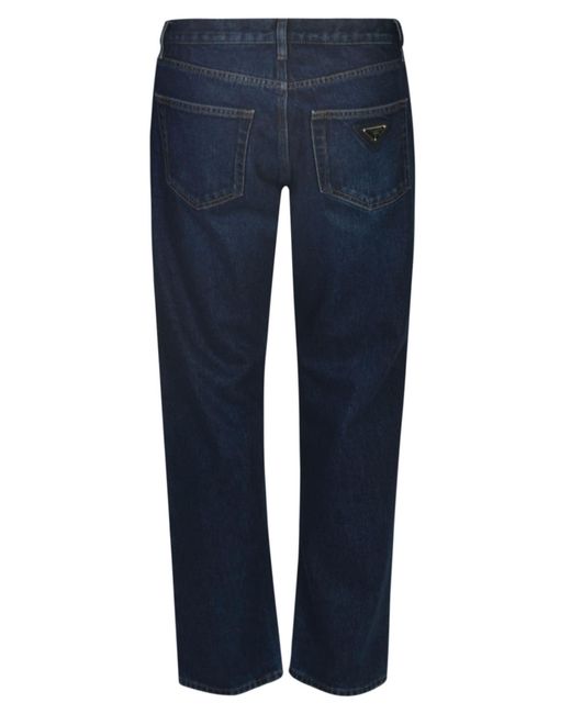 Prada Blue Straight Buttoned Jeans for men