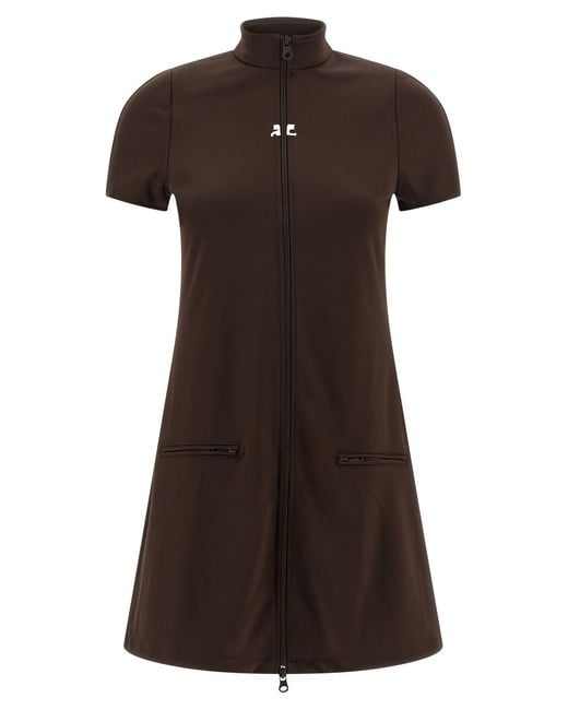 Courreges Brown Interlock Tracksuit Mini Dress