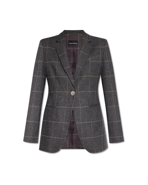 Emporio Armani Black Blazer With Check Pattern