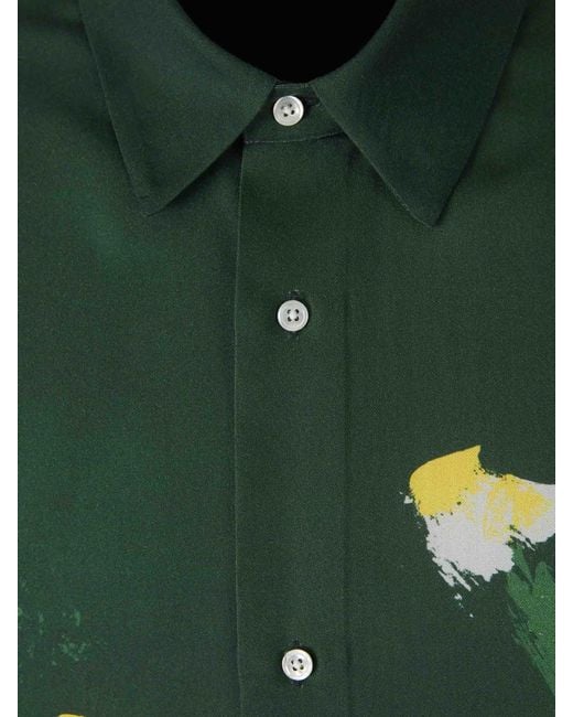 Officine Generale Green Floral Motif Shirt for men
