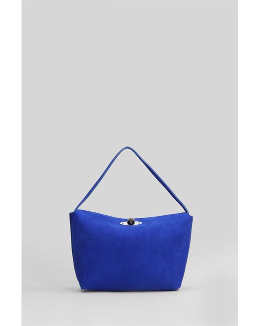 Christopher Esber Blue Turnlock Suede Mini Hand Bag