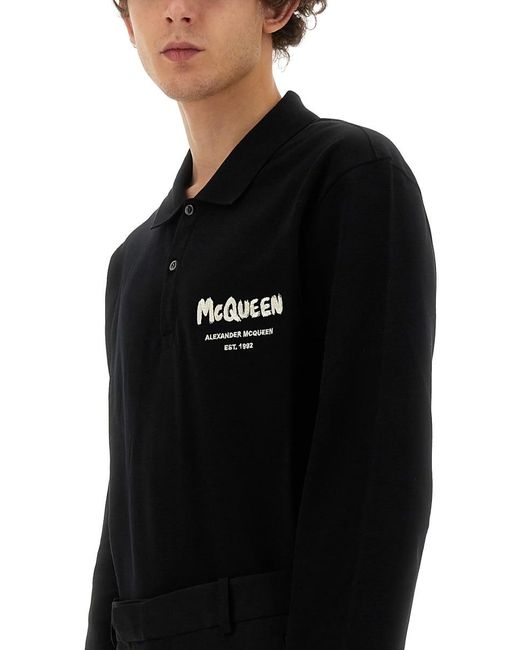 Alexander McQueen Black Polo With Logo for men