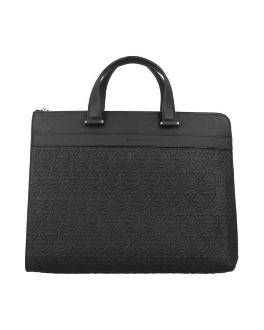 Ferragamo Black Gancini Business Bag for men