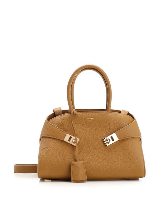 Ferragamo Metallic Tote Bag Hug Small