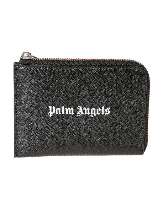 Palm Angels Black Logo Zipped Card Holder for men