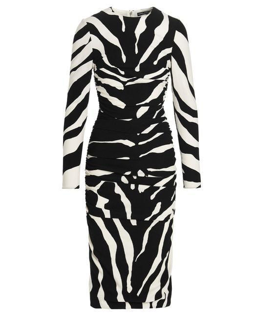Dolce & Gabbana Zebra Dress in Black | Lyst