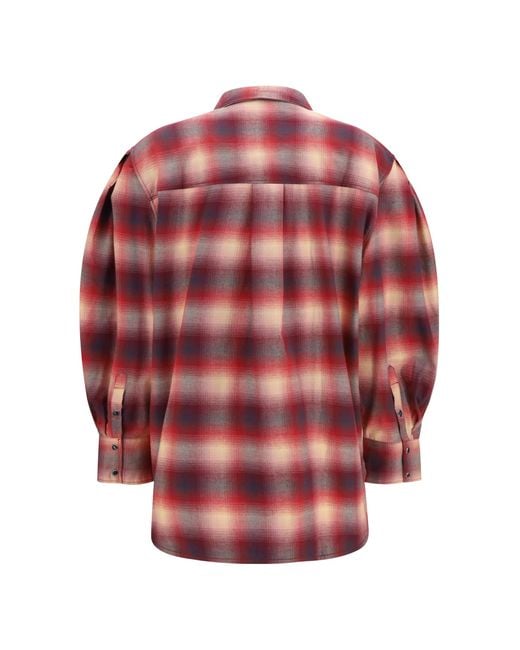 Ganni Red Cotton Flannel Check Shirt