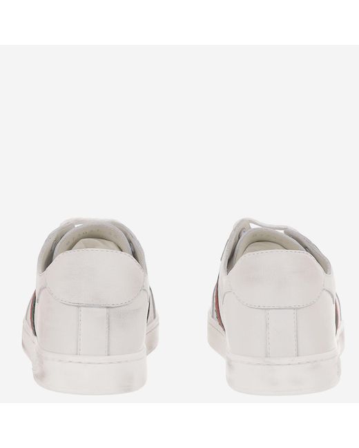 Gucci White Sneakers Stretch Leather Trainers for men