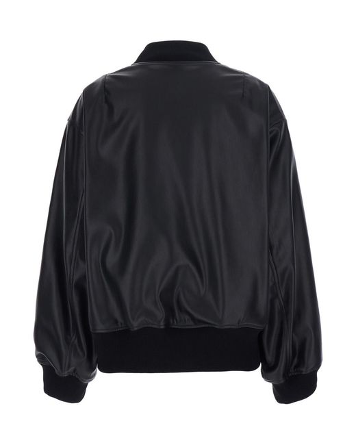 Le Plain Black Bomber Jacket Ecoleather, Coat