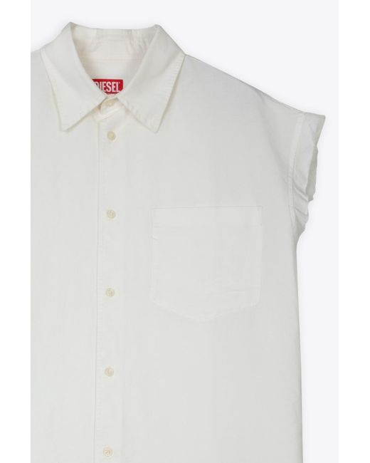 DIESEL White S-Simens Linen Blend Sleeveless Shirt for men
