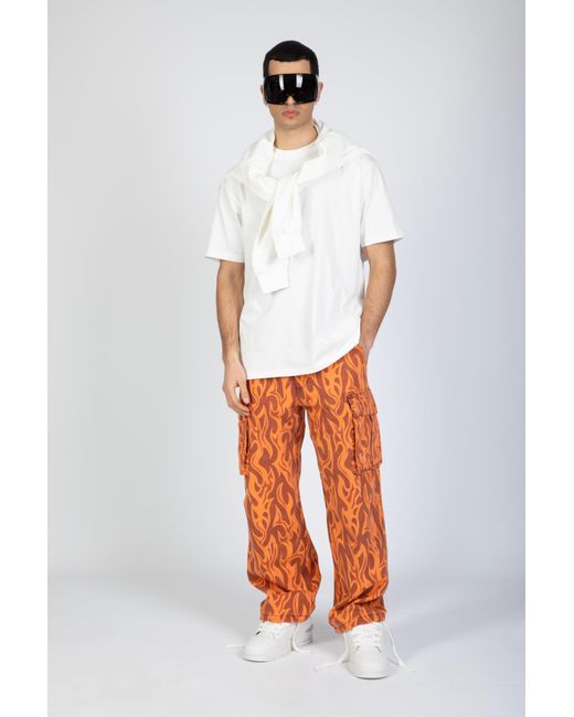 ERL Orange Printed Cargo Pants Woven Canvas Printed Cargo Pant