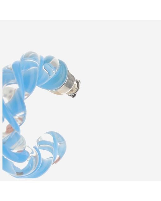 Bottega Veneta Blue Twisted Hoop Earrings Glass