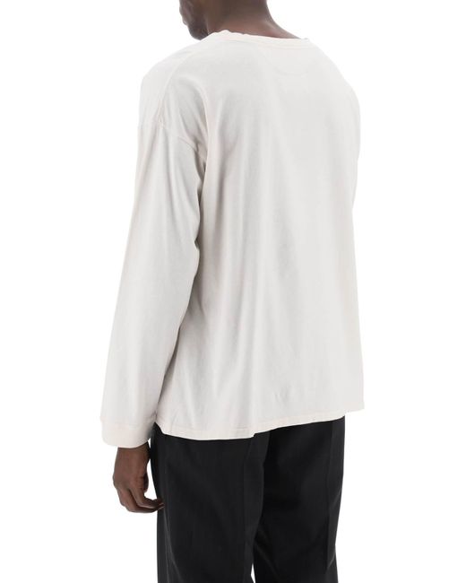 Maison Margiela White Long Sleeved T Shirt With Print for men