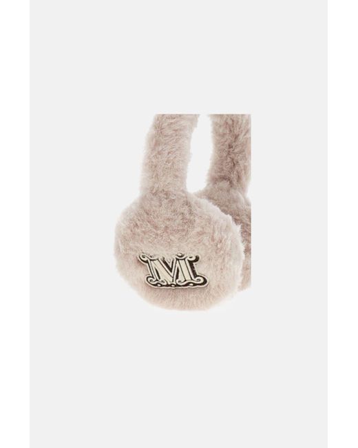 Max Mara White Alpaca Wool Teddy Earmuffs