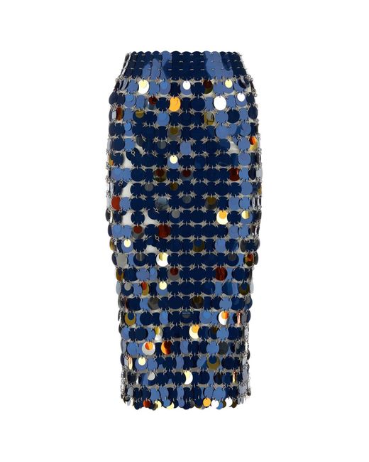 Rabanne Blue Maxi Sequins Skirt