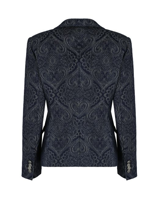 Etro Blue Denim Jacquard Jacket Cotton Blazers