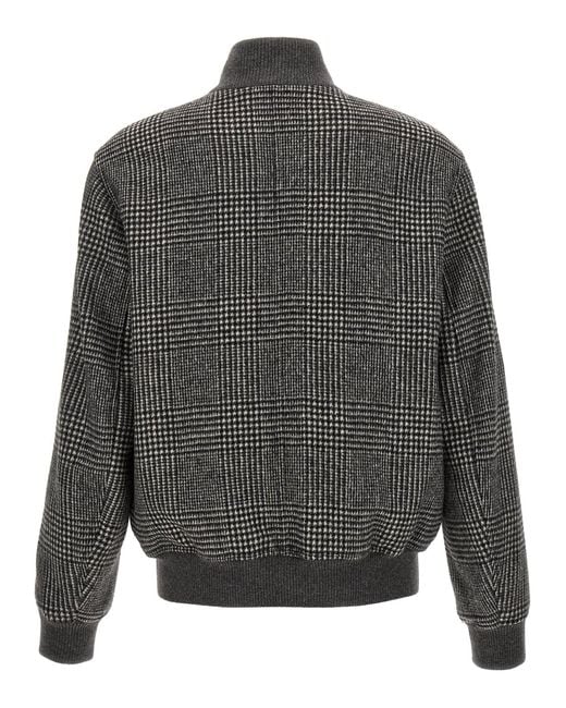 Brunello Cucinelli Gray Check Bomber Jacket for men