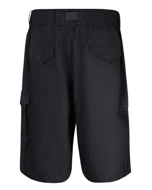 Y-3 Blue Buckle-Waist Twill Cargo Shorts for men