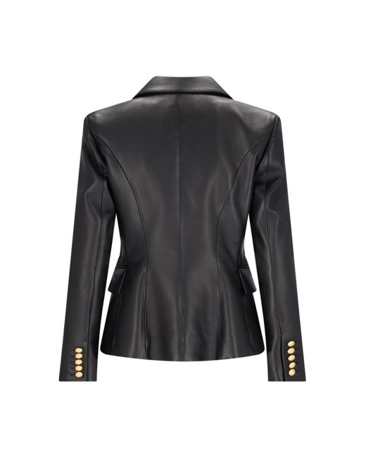 Balmain Black Six Buttons Leather Jacket