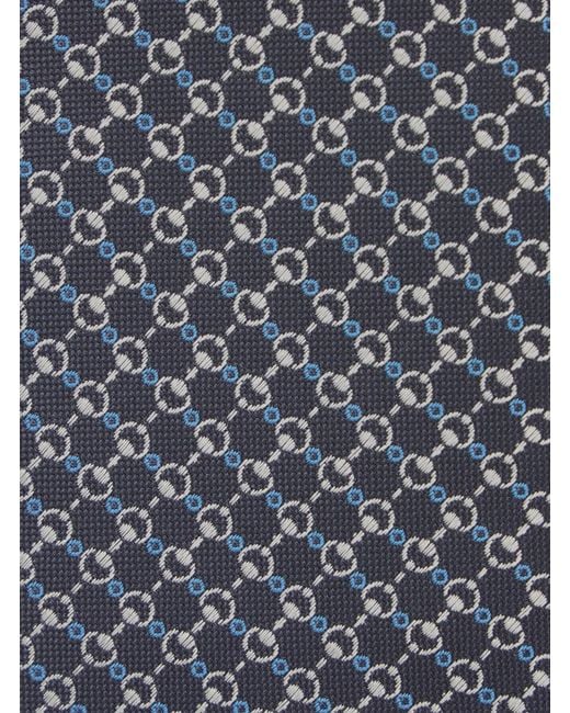 Gucci White Silk Tie With Horsebit Print Ties & Bow for men