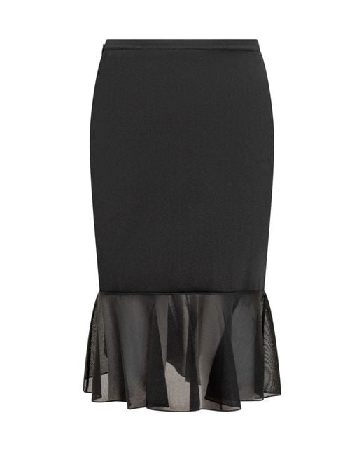 Tom Ford Black Viscose Skirt With Ruffles