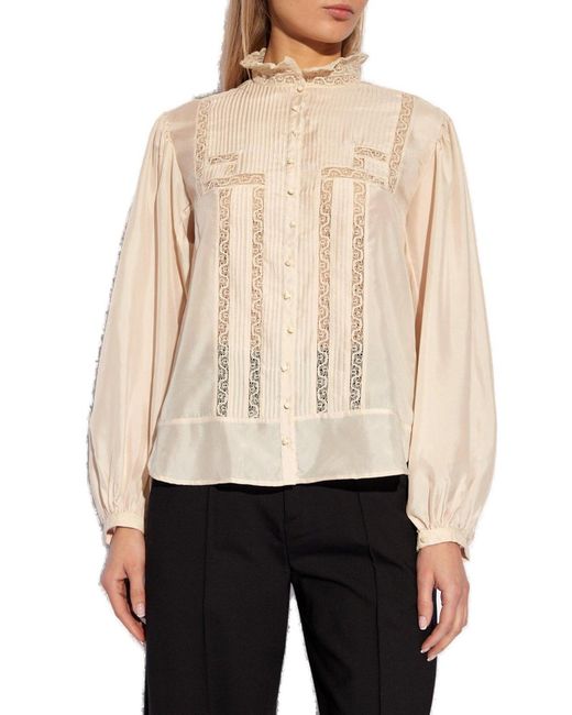 Isabel Marant Natural 'zayen' Silk Shirt,