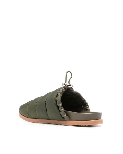 Moncler Green Mon Pocket Logo Patch Padded Down Mules