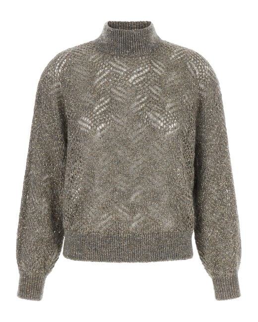 Brunello Cucinelli Gray Polyamide Cardigan Clothing