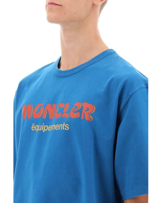 Moncler Genius Blue Cotton T-Shirt With Logo