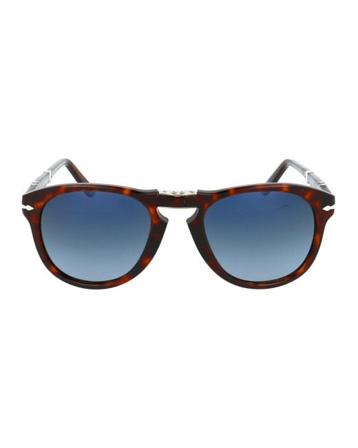 Persol Blue 714 Round Frame Folding Sunglasses for men