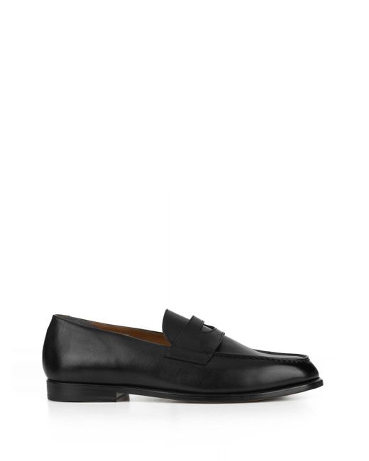 Doucal's Black Leather Moccasin for men
